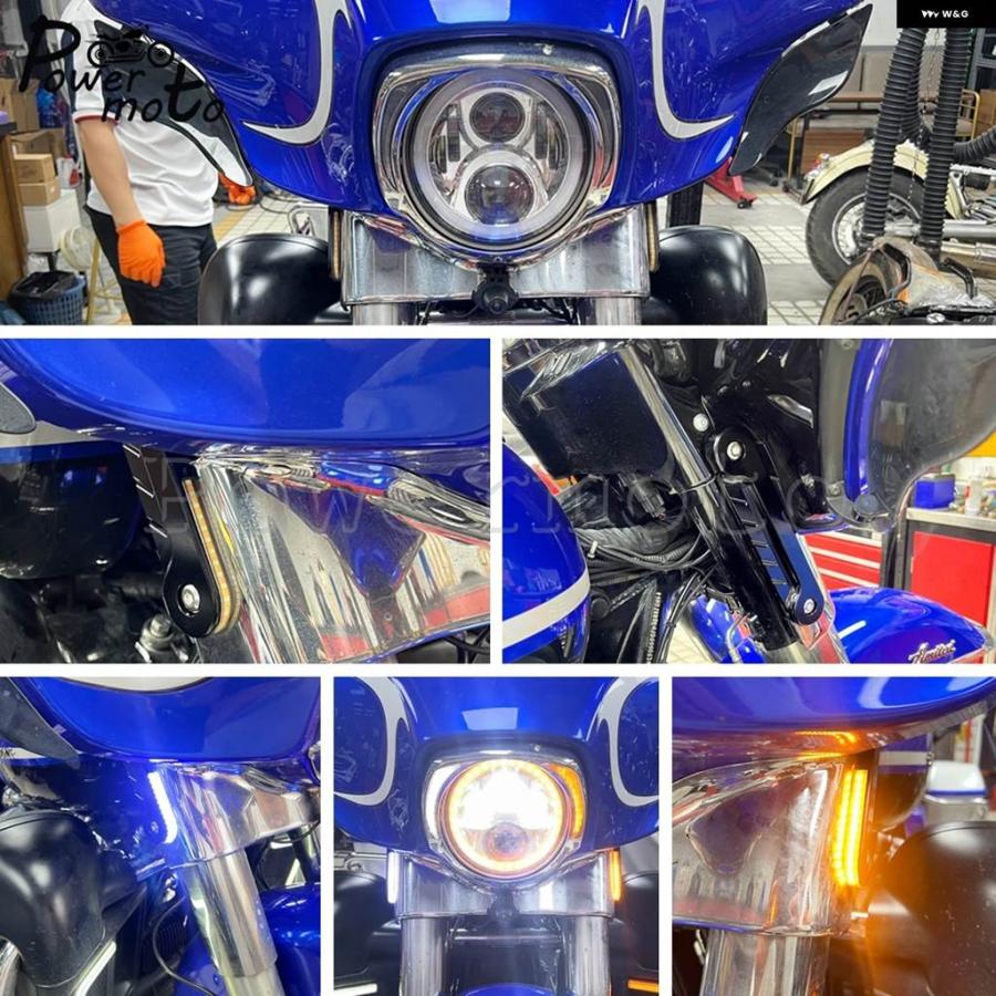 並行輸入品CNC オートバイ フロントLEDフラッシュ フォーク ウィンカー ハーレー ツーリング ロードキング エレクトラストリートトライグライ2014-23用_4