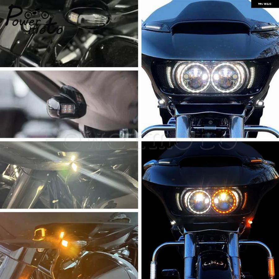 並行輸入品ハーレー ロードグライド FLTRX FLTRU FLTRK フロントウィンカー LED インジケーター ランニング ウインカーランプ バイク ミニシグナル 2015