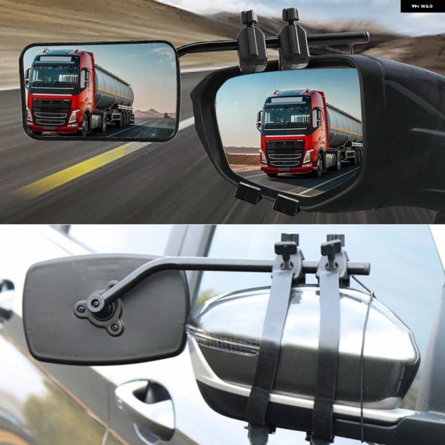 並行輸入品 1ペア 360°回転可能 キャラバン牽引ミラー PPシェル HDガラス カー SUV トレーラー RV トラックの画像