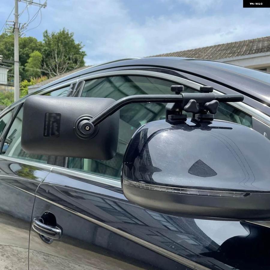 並行輸入品 1ペア 360°回転可能 キャラバン牽引ミラー PPシェル HDガラス カー SUV トレーラー RV トラックの画像