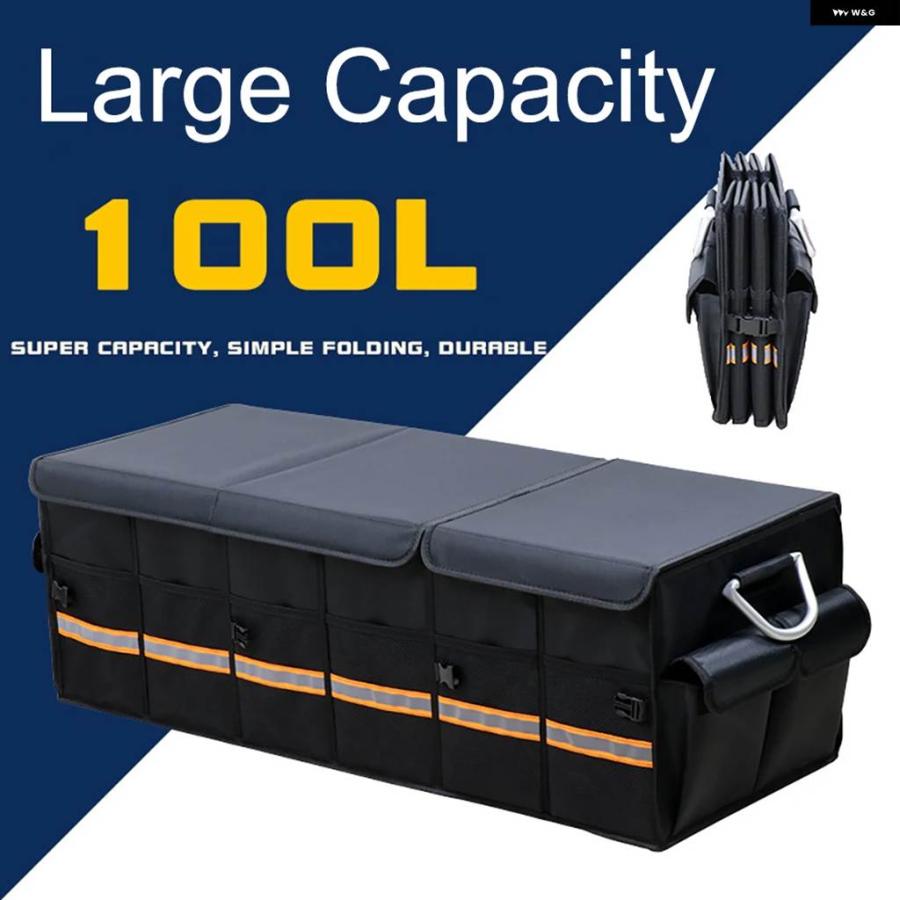 並行輸入品 100L 66L 車 トランク オーガナイザー 折りたたみ 式 高耐久 丈夫 折りたたみ 式 反射ストリップ 収納 ボックス セダの画像