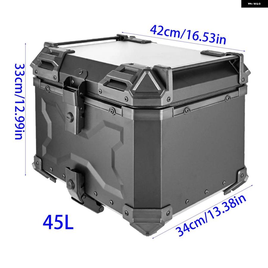 並行輸入品 45L バイクリア ボックス テール ボックス キャリア ツールケース バイク トランク ティンプレートと固定具の画像