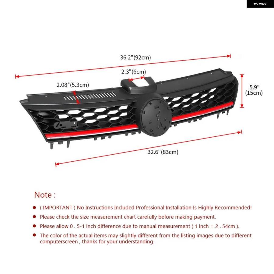 並行輸入品 ABSフロント グリル センター グリル ハニカムメッシュ フォルクスワーゲン ゴルフ 7 MK7 2014 2015 2016用の画像