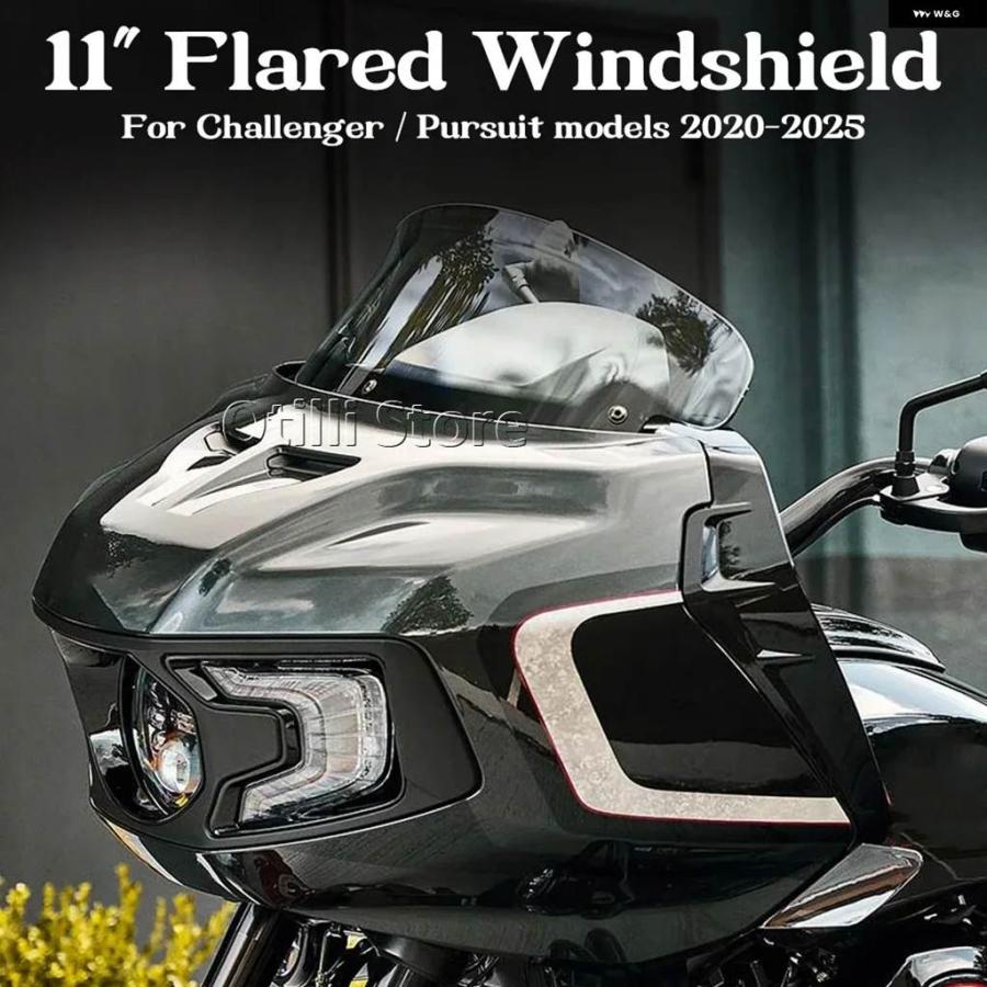 並行輸入品 INDIAN CHALLENGER INDIAN PURT 2020-2025 11インチ オートバイ パーツ ウインドシールド フロントウインド ディフレ_3