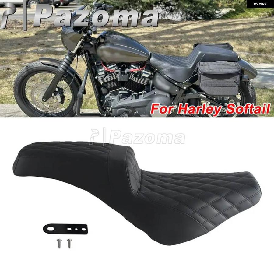 並行輸入品 レザーカバー シート オートバイ ツーアップ 運転席/助手席 シート パッド ハーレー ストリートボブ 107 FXBB 114 FXの画像