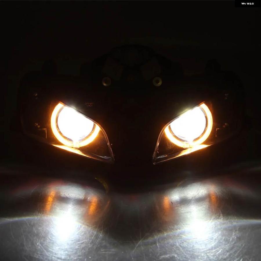 並行輸入品 オートバイ エンジェルアイLED ヘッドライト HIDプロジェクター ヘッドランプ アセンブリ FAROS LED モト ヘッドライ_1