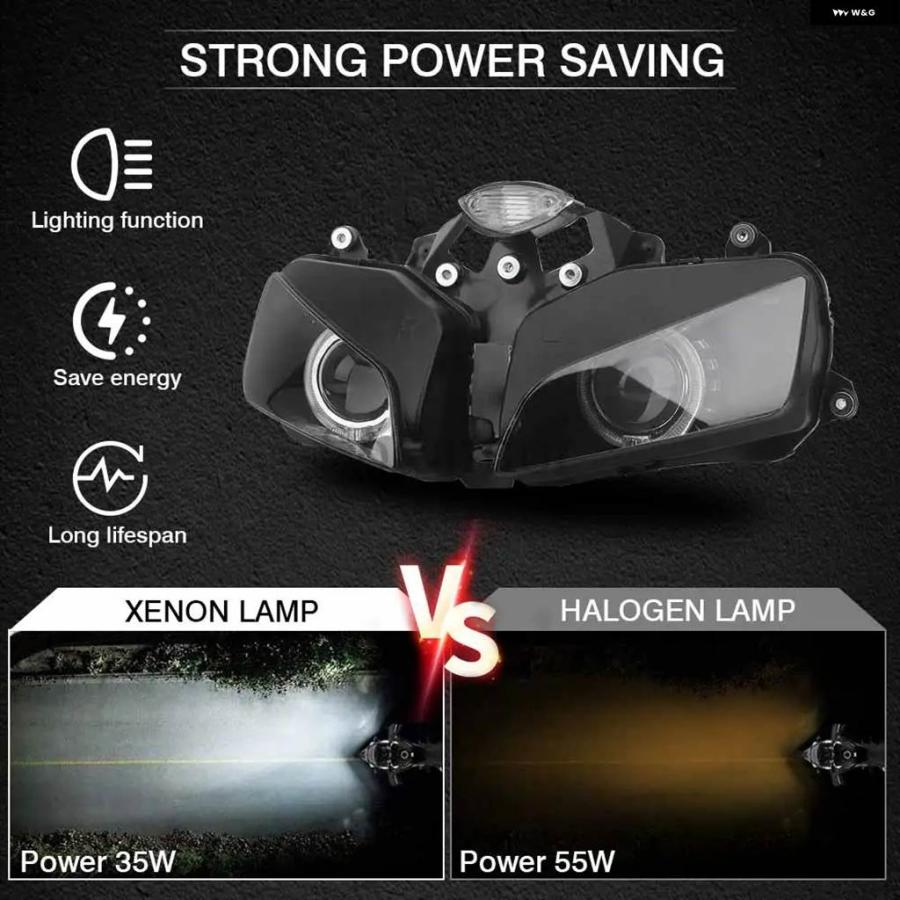 並行輸入品 ヘッドライト エンジェルアイ HIDプロジェクター ハイ/ロービームカスタム ヘッドランプ アセンブリ オートバイ ホン_2