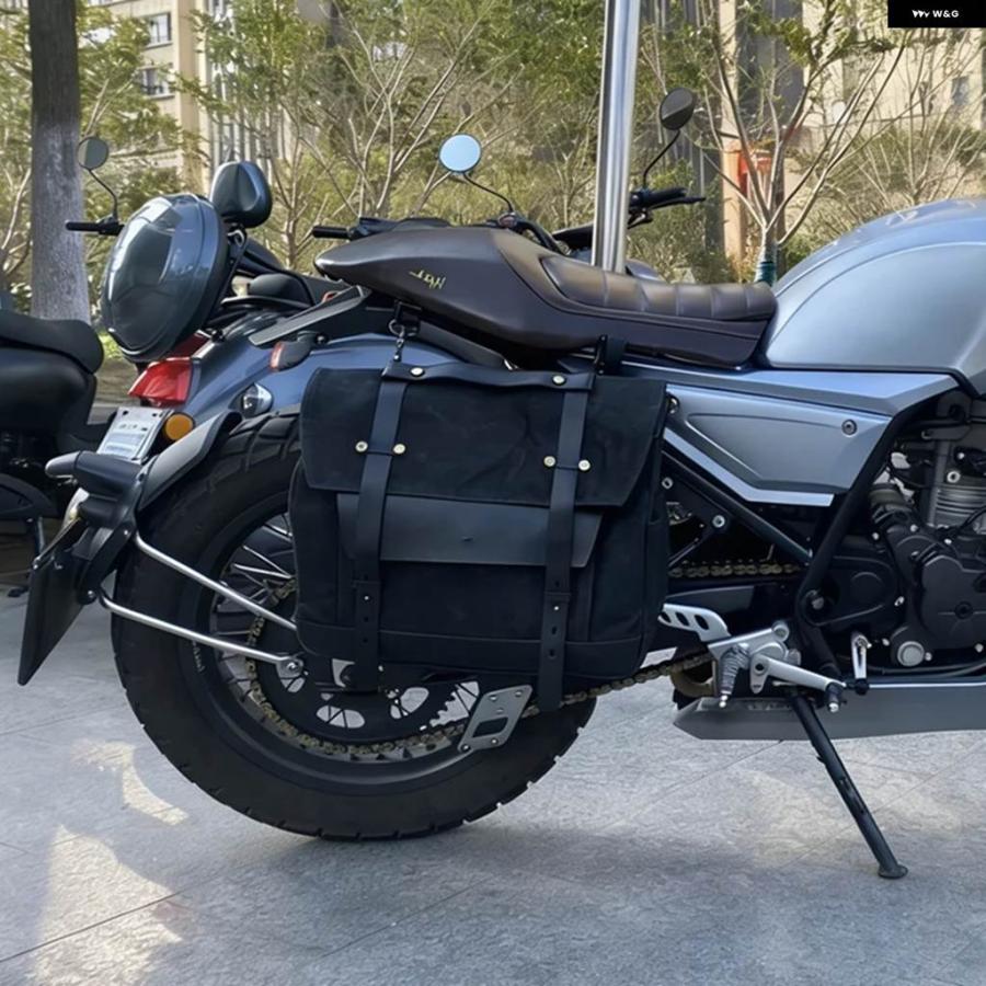 並行輸入品 ビンテージ オートバイ サドルバッグ キャンバス サイド 