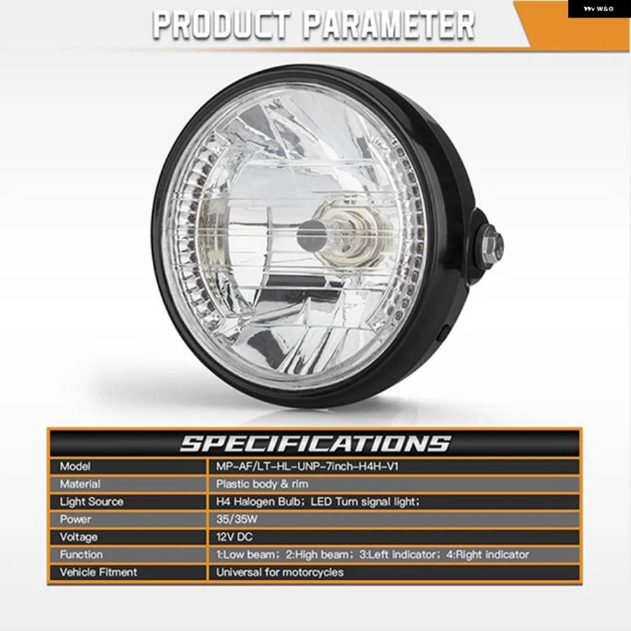 並行輸入品 12V 7インチ オートバイ 丸型 ヘッドランプ H4 ハロゲン 9線式 モト ハーレー_8