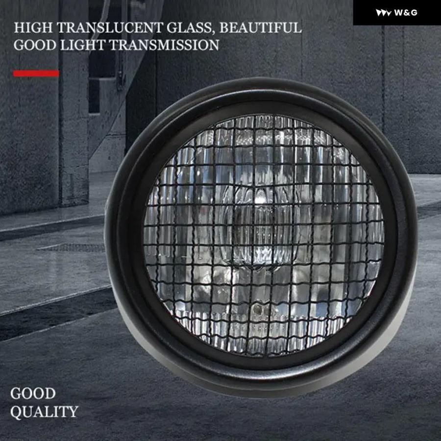 並行輸入品 オートバイ バイク ヘッドライト レトロヴィンテージラウンドメッシュ グリル マスクランプシェード ハロゲンランプ L | ブランド登録なし | 01