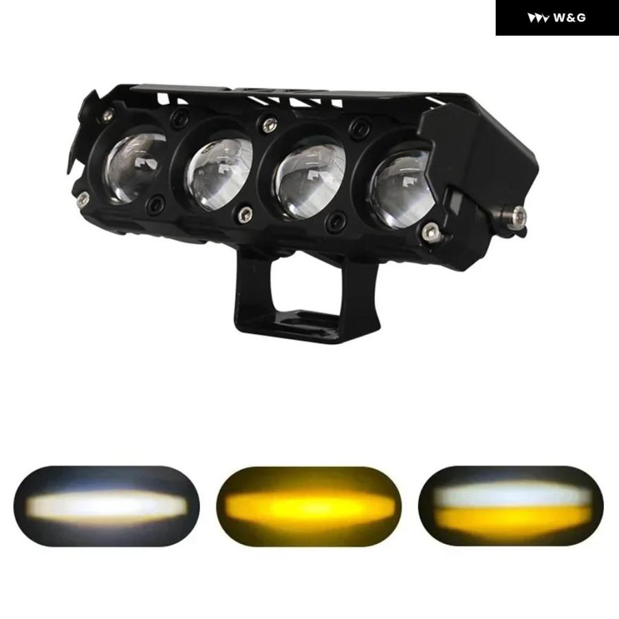 並行輸入品 汎用 オートバイ バイク スポットライト ヘッドライト 4レンズ 25Wハイ/ロービーム補助ライト LED ドライビンの画像