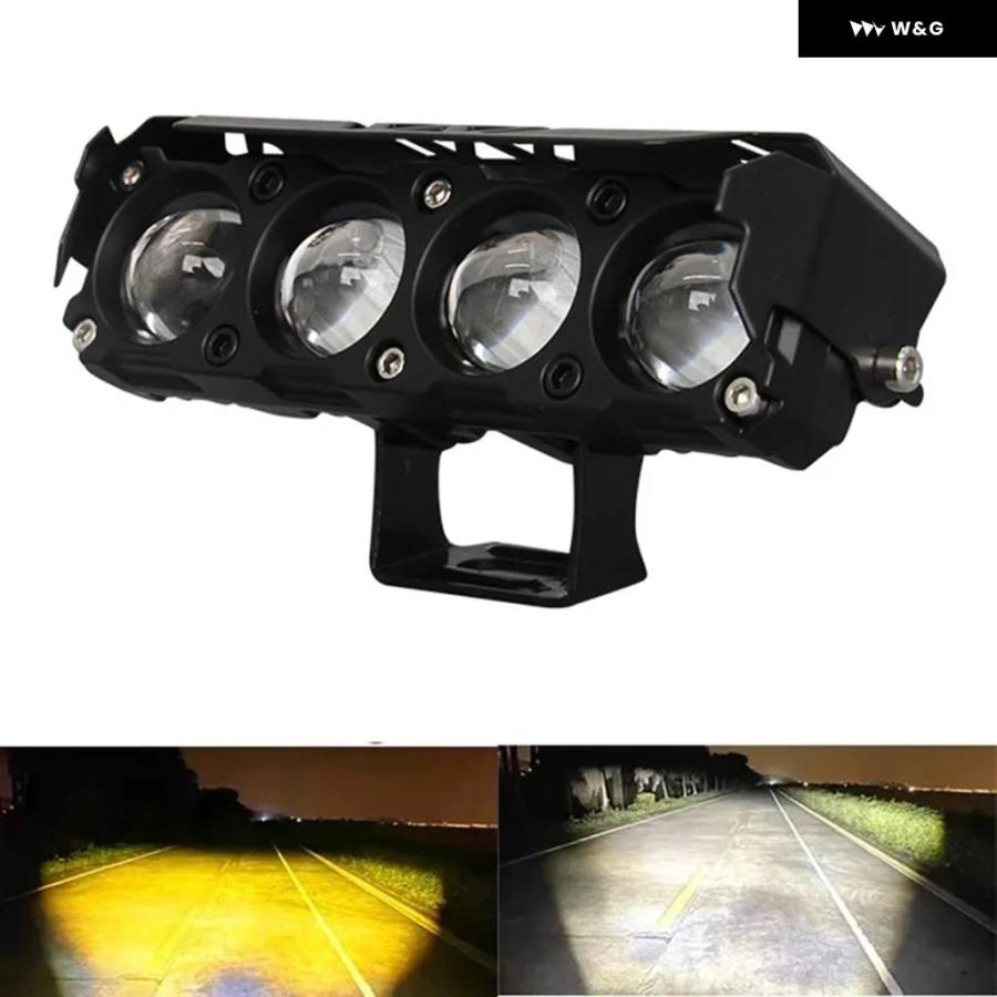 並行輸入品 汎用 オートバイ バイク スポットライト ヘッドライト 4レンズ 25Wハイ/ロービーム補助ライト LED ドライビンの画像