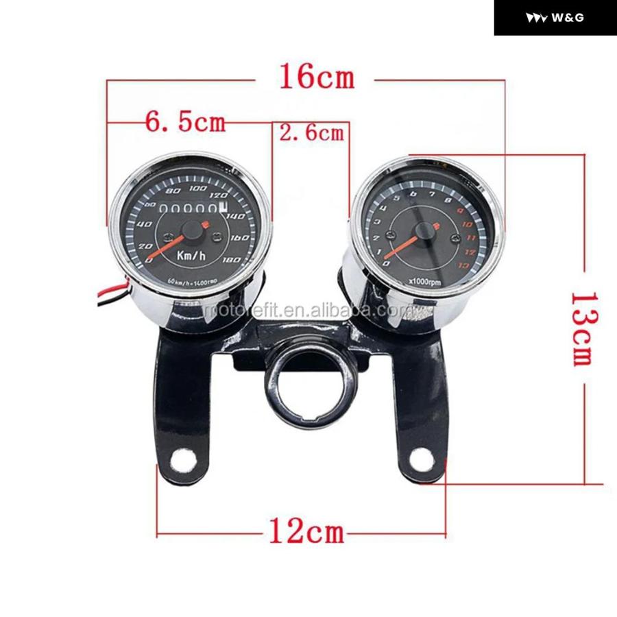 並行輸入品 2IN1 オートバイ バイク LED バックライト オドメーター タコメーター スピード メーター ゲージ 汎用 オーの画像