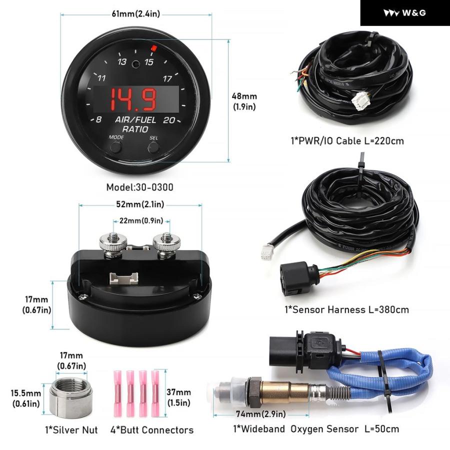 並行輸入品 車用 O2 空燃比ゲージキット 30-0300 Xシリーズ AFR ワイドバンド LSU 4.9 0258017025 | ブランド登録なし | 03