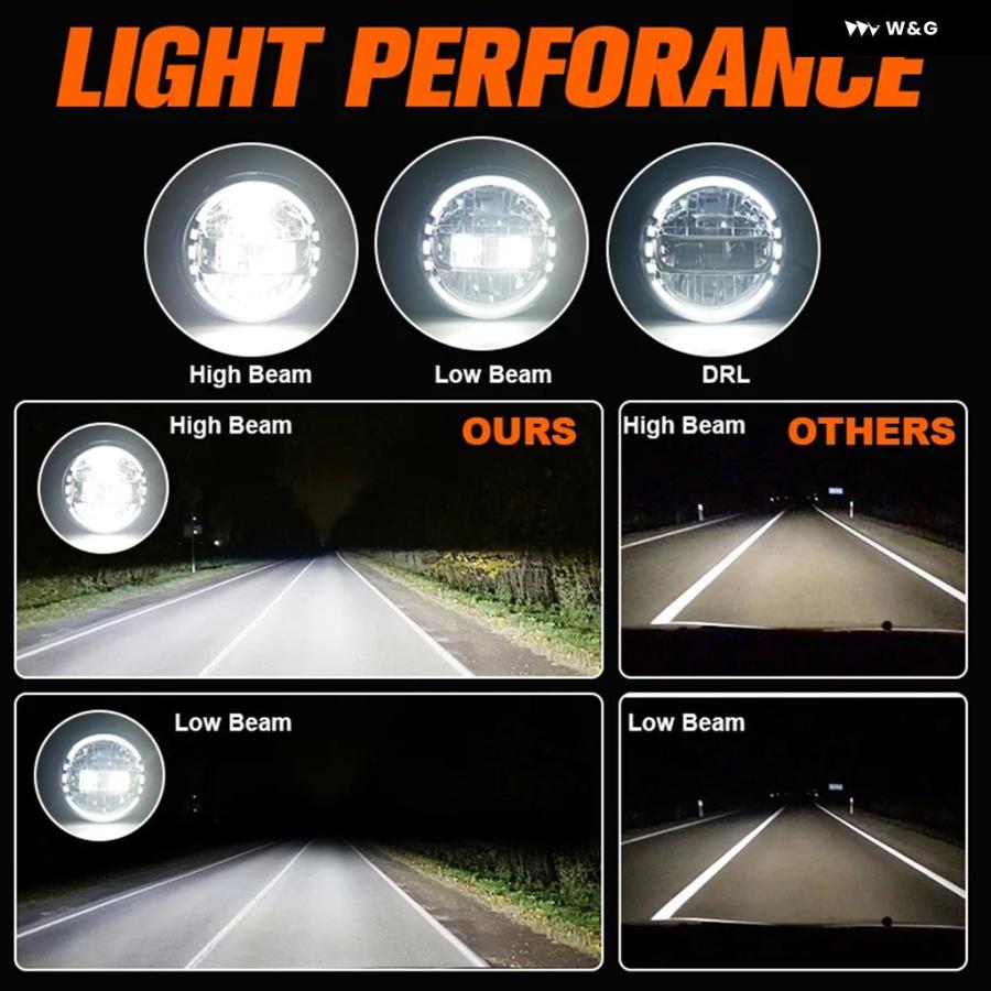 並行輸入品 7インチ LED ヘッドライト 7インチ DRL ラウンド ジープ ラングラー JK TJ ハマー H1 H2 12V | ブランド登録なし | 06