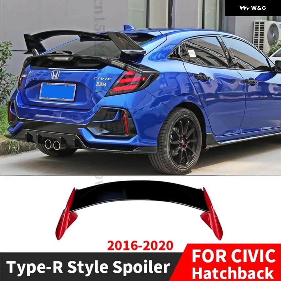 純正　シビックハッチバックfk7 ブラックリアスポイラー LEDテールライト付き 並行輸入品 ホンダ シビック 2016-20 10代目 FK7 ハッチバック リア