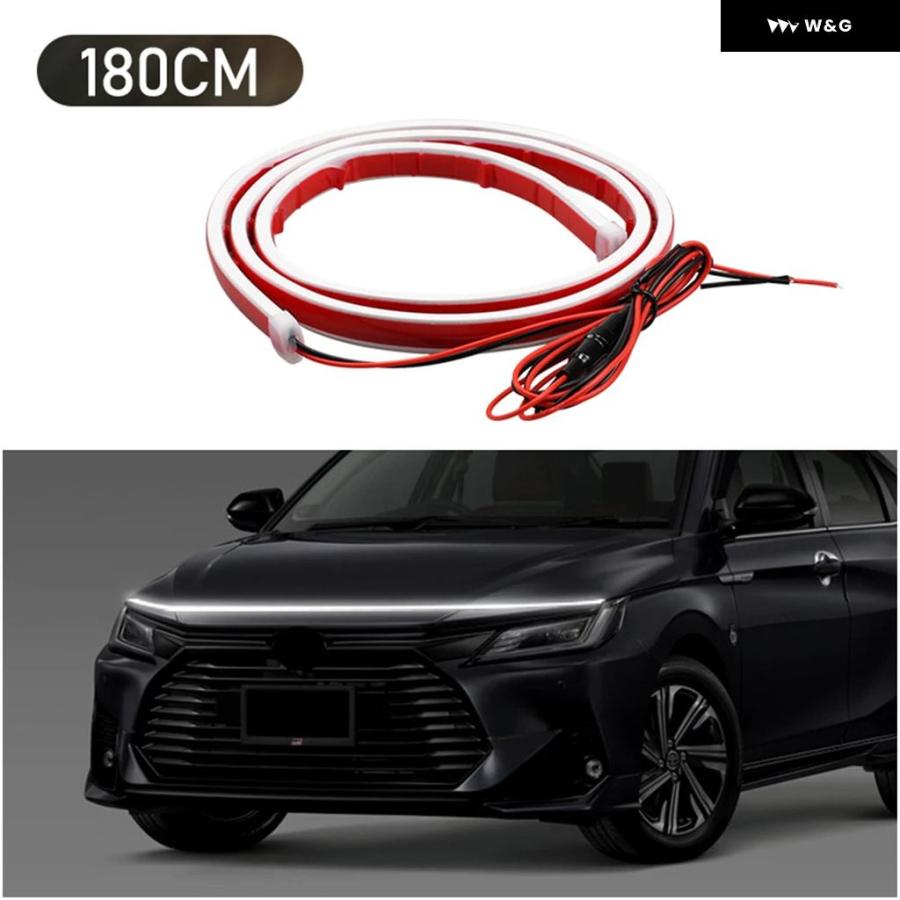 並行輸入品 120-180CM スキャンスタートアップダイナミックカーLEDフードシグナルライトストリップDRL デイタイム ラン | ブランド登録なし | 09