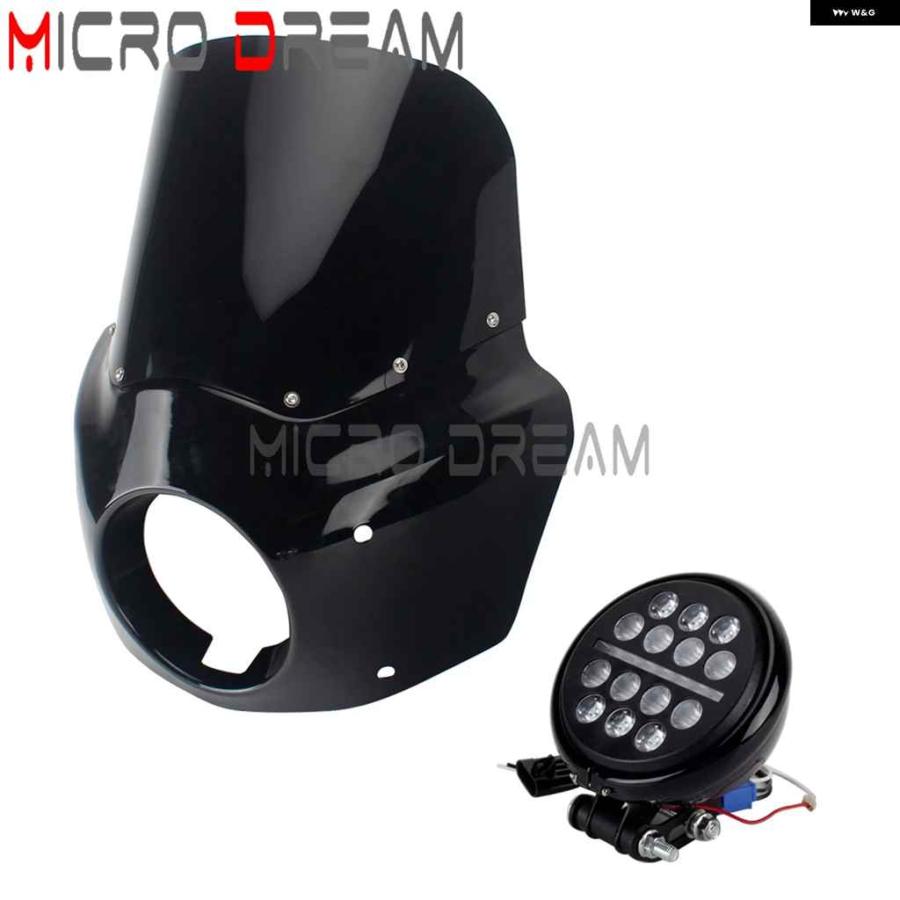 並行輸入品クラブ スタイル 5.75インチ LED ヘッドライト フェアリング 11/15インチ ウィンドシールド ウィンドスクリーン ハーレー ソフテイル 114 117の画像
