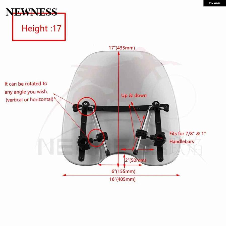 並行輸入品大型ウインドシールド 19インチX17インチ ハーレー