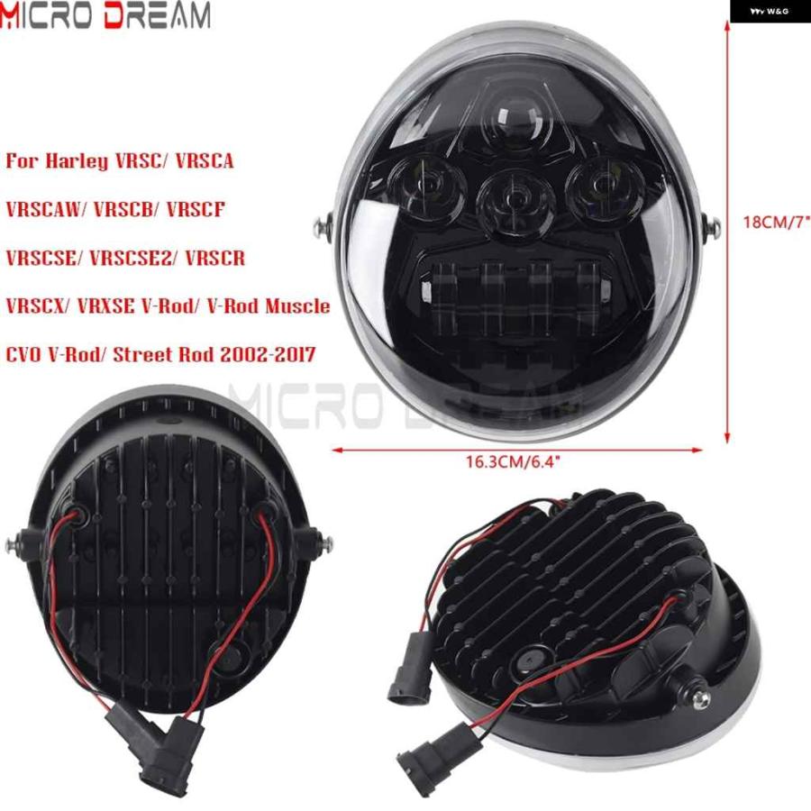 並行輸入品ハーレー Vロッド マッスル VRSCF VRSC VRSCR VRSCA ストリートロッド 2002-2017 オートバイ バイク 60W VROD LED フロント ヘッドライト HI/の画像