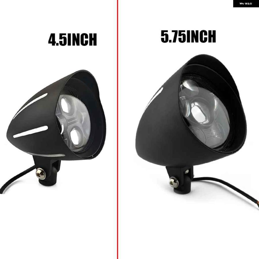 並行輸入品ブラックバレット トライバー 4.5インチ 5.75インチ オートバイ バイク ヘッドライト アルミ ハーレー スポーツスター ダイナ カフェレーサー_4