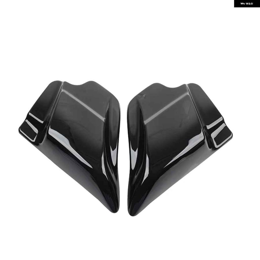 並行輸入品2個 グロスブラック オートバイ バイク サイドカバー パネル ABS プラスチック ハーレー ツーリング エレクトラ グライド ロードキング FLH Fの画像