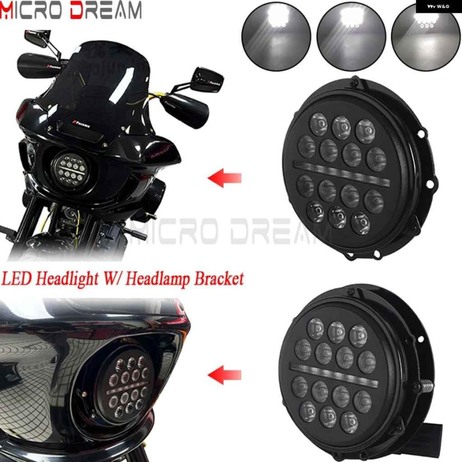 並行輸入品オートバイ バイク 防水 LED ヘッドライト ハイ/ロービームライト ブラケット キット 付き ハーレー ソフテイル M8 ローライダー EI ディアブ_4