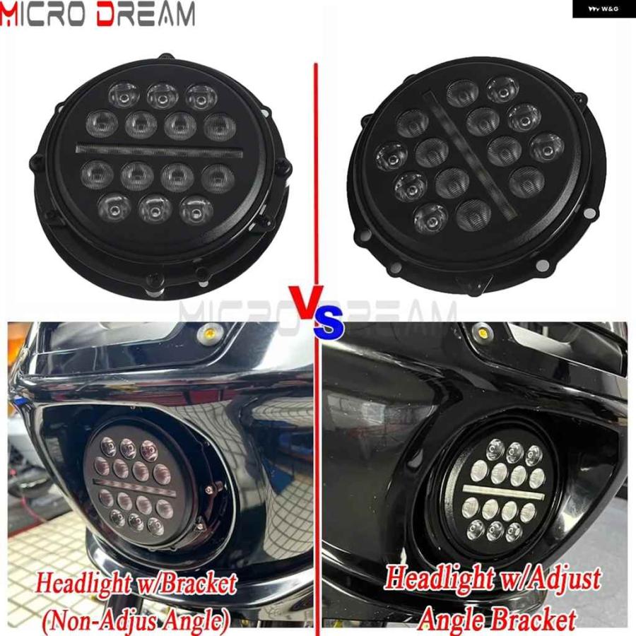 並行輸入品オートバイ バイク 防水 LED ヘッドライト ハイ/ロービームライト ブラケット キット 付き ハーレー ソフテイル M8 ローライダー EI ディアブ_7