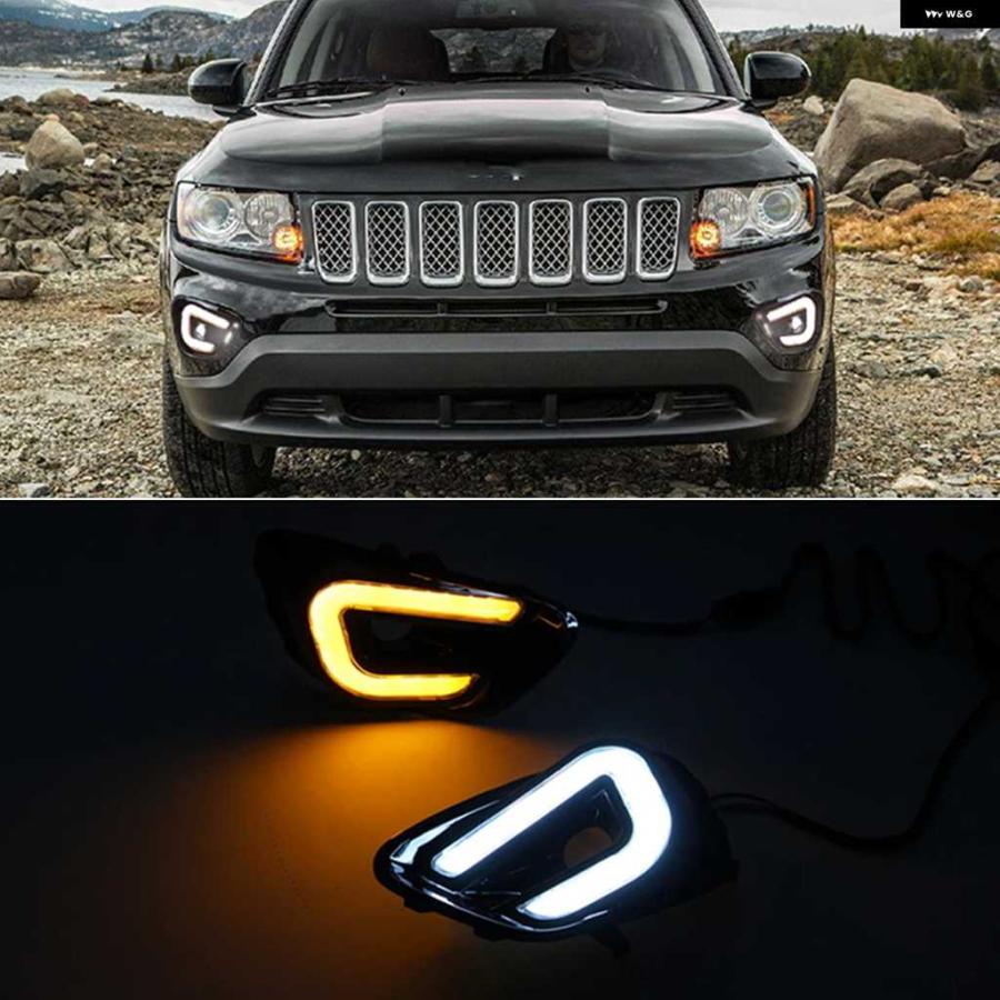 並行輸入品2個 ジープ コンパス 2011-16 LED DRL デイライト デイタイム ランニングライト フォグランプ ウィンカー付き | ブランド登録なし | 06