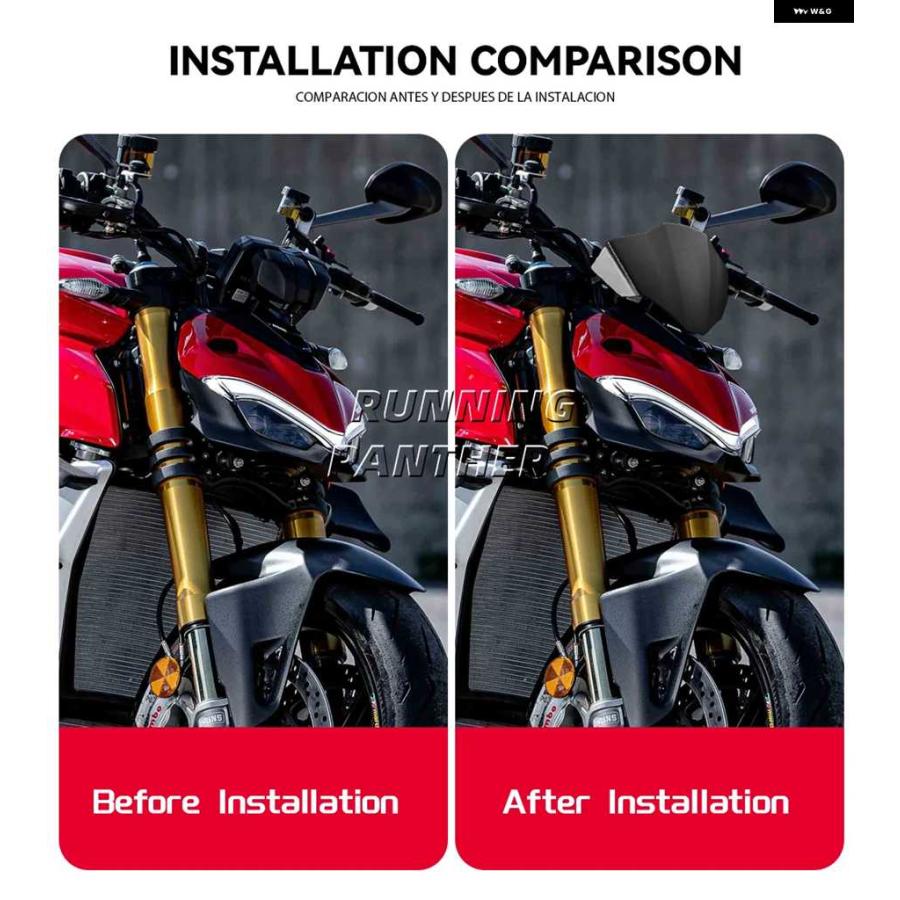 並行輸入品オートバイ バイク ウインドシールド ドゥカティ ストリートファイター V2 ストリートファイター V4S 2021-23_3