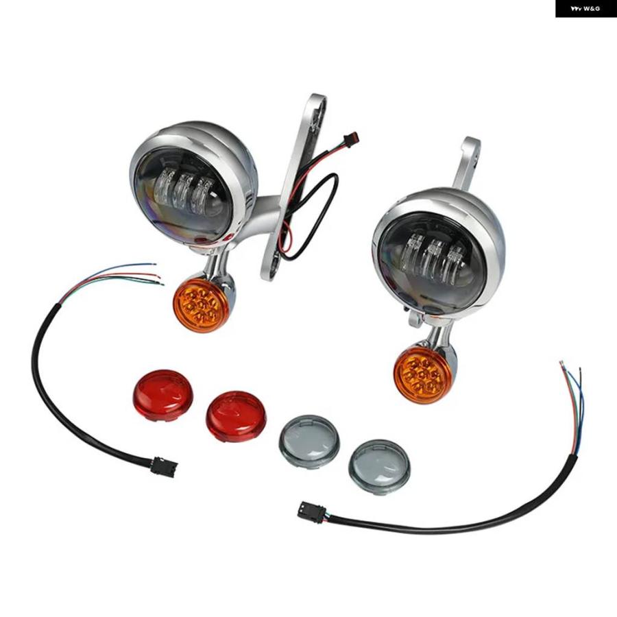 並行輸入品オートバイ 4.5インチ補助LED フォグランプ ブラケット ウィンカー ハーレー ツーリング ロードキング 1994-2024_5