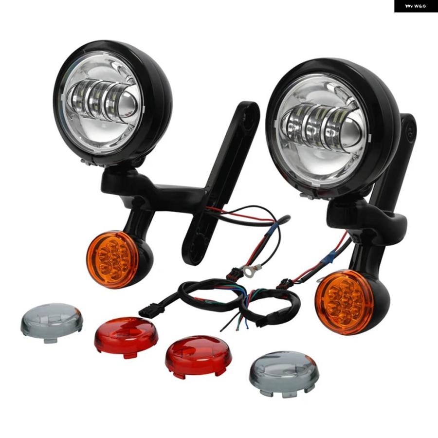 並行輸入品オートバイ 4.5インチ補助LED フォグランプ ブラケット ウィンカー ハーレー ツーリング ロードキング 1994-2024_6
