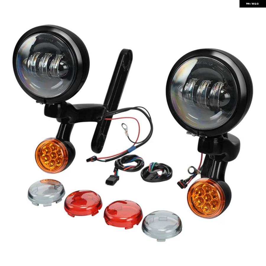 並行輸入品オートバイ 4.5インチ補助LED フォグランプ ブラケット ウィンカー ハーレー ツーリング ロードキング 1994-2024_7