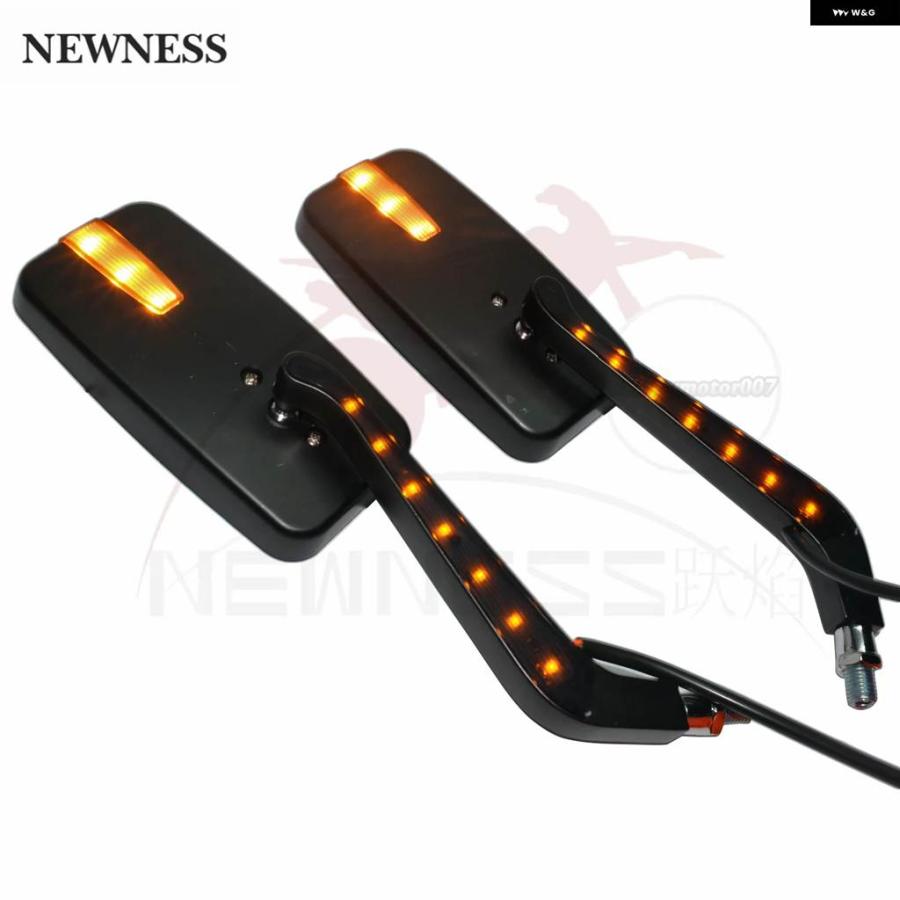 並行輸入品オートバイ アンバー 色 LEDウィンカー ハーレー チョッパー ホンダ ヤマハ スズキ カワサキ 統合型レーシングミラーの画像