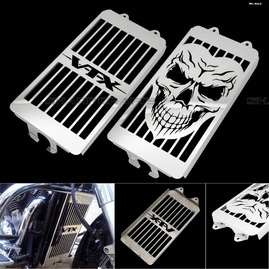 並行輸入品ホンダ VTX1300 VTX1300C VTX1300R VTX1300S T 2003 - 2009 バイク クローム スカル ラジエーター グリル ガード プロテクター