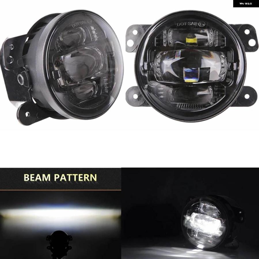 並行輸入品 60W 4インチ LED フォグランプホワイトハローリングDRLアンバーウィンカーランプジープ ラングラー JK TJ LJ ダッジの画像