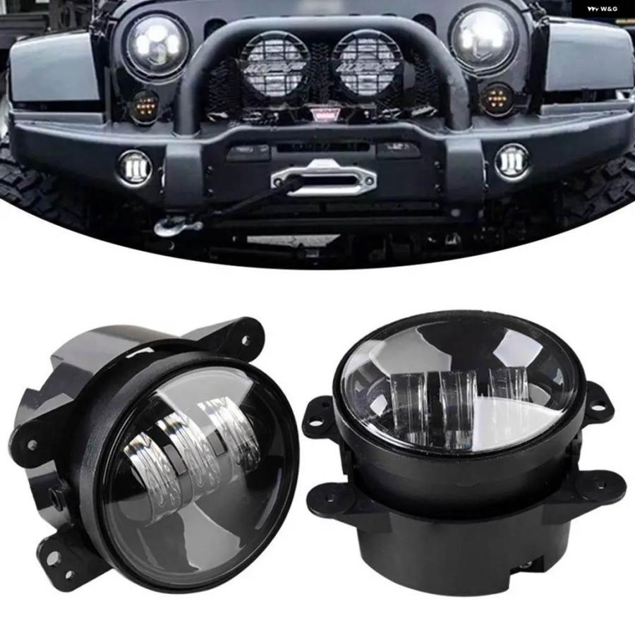 並行輸入品 60W 4インチ LED フォグランプホワイトハローリングDRLアンバーウィンカーランプジープ ラングラー JK TJ LJ ダッジの画像