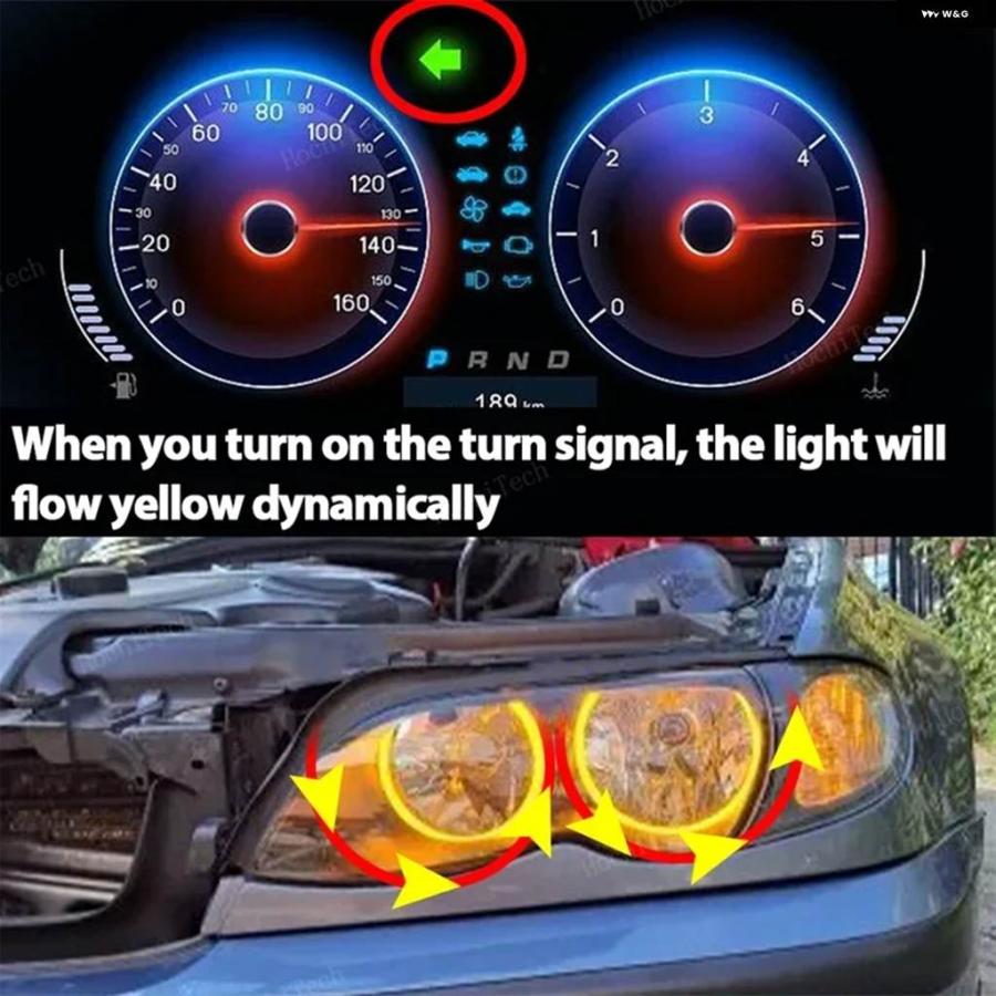 並行輸入品 コットン LED エンジェルアイ ハローリング RGBW マルチカラー アプリコントロールランプ DRL ウィンカー BMW 3 5 7の画像