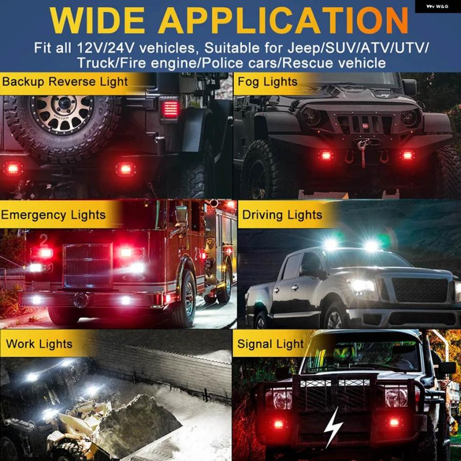 並行輸入品 72W 12V LED ワークライトバー 5インチ LED ストロボライト 赤 白 フォグランプ フラッシュマウント 4X4 オフロードの画像