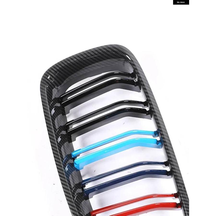 並行輸入品 フロントレインレーシンググリル カーボン Mカラーグリル キドニー BMW 3シリーズ F30 F31 F35 2012-2019 320I 328Iの画像