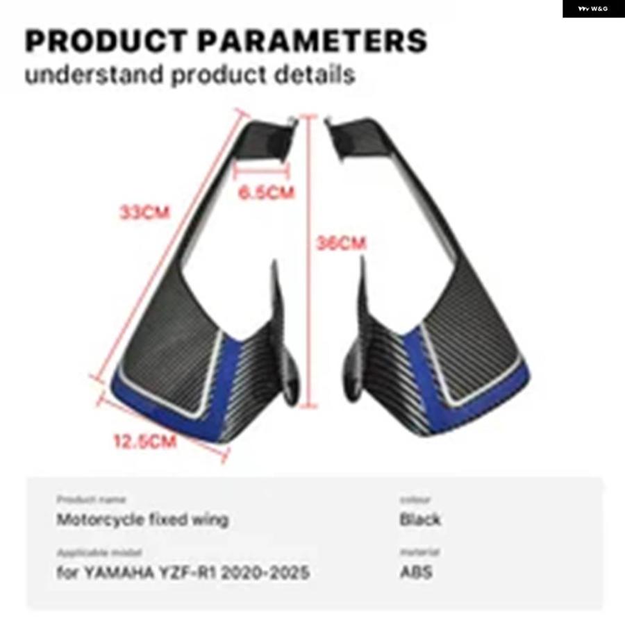 並行輸入品 オートバイ 部品 エアロダイナミックスポイラー 固定ウイング ヤマハ YZF-R1 R1M 2020-2025 サイドウイング カバー