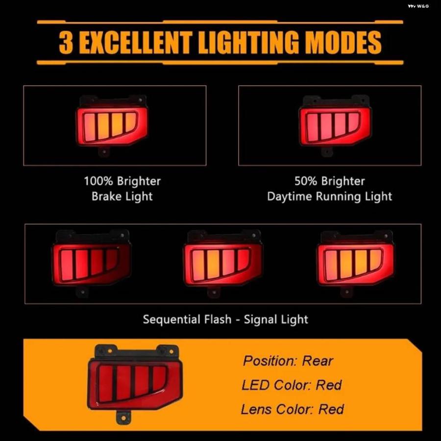 並行輸入品 ジープ グラディエーター 2020-2023 LED リア バンパー リフレクター フォグランプ ブレーキライト テールライト ウインカーライトの画像