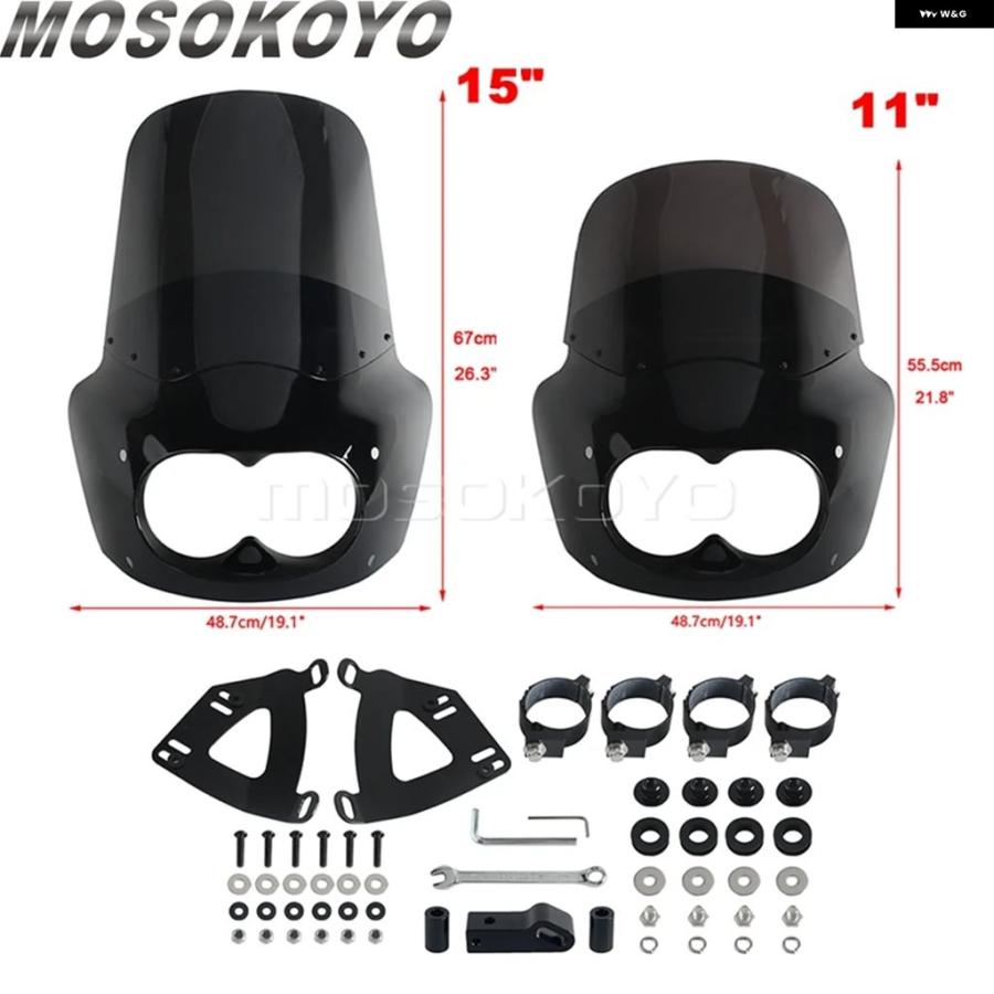 ブランド登録なし - 並行輸入品 15in陳列箱遮蔽物 自動二輪車 ダブル照明ランプ フェアリング カウルカバー ABS フェアリング ハーレー ダビッドソン ダイナ ファットボブ ファ