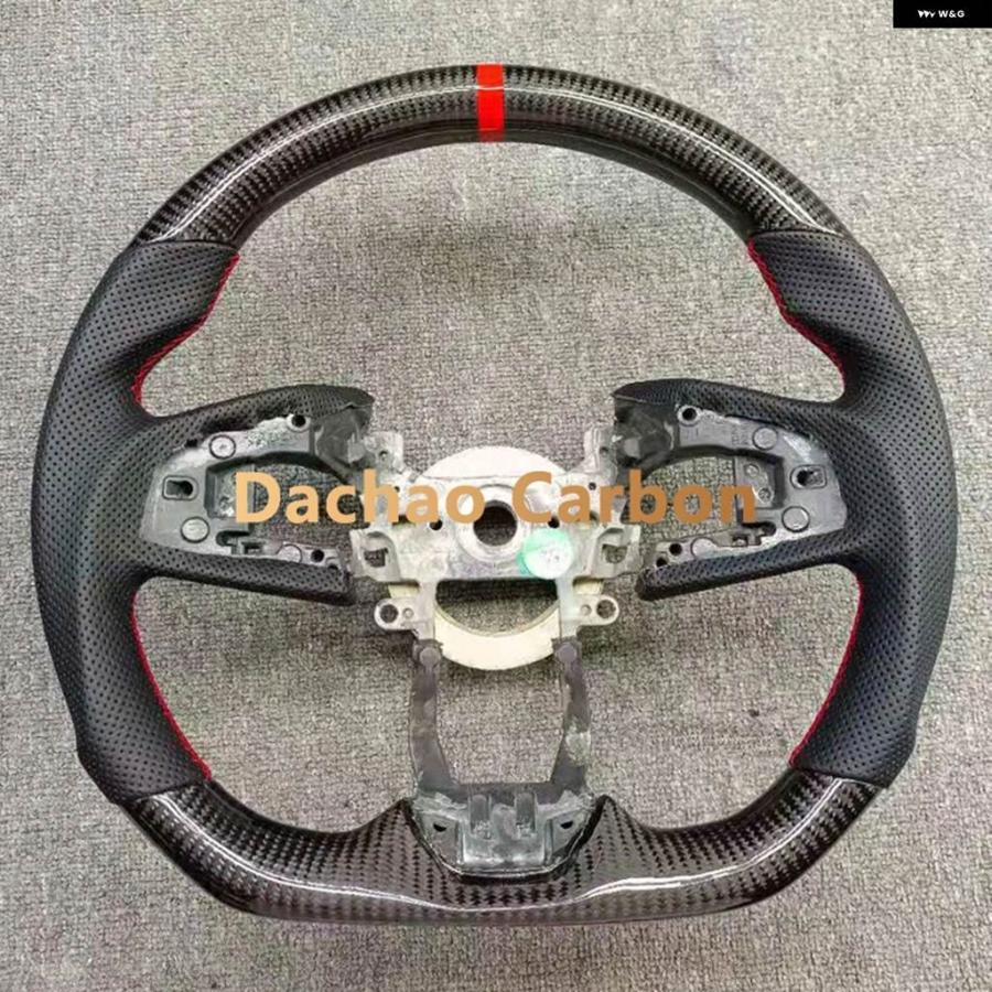 並行輸入品 レッドフレーク カーボン ステアリングホイール ホンダ シビック 10代目 タイプR FK8 2016-2021 レザー スタイルの画像