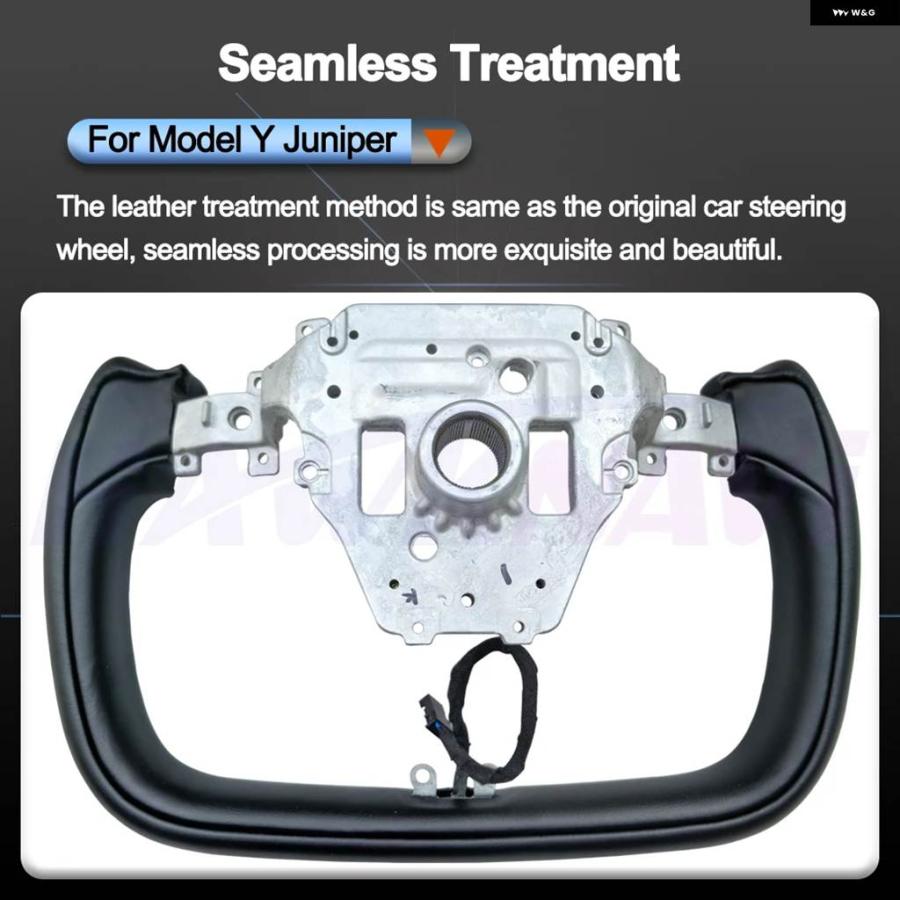 並行輸入品 2025 350MM ヨーク ステアリングホイール テスラ モデルY ジュニパー ヒーティングヨークハンドル ナッパレザー モディファイド
