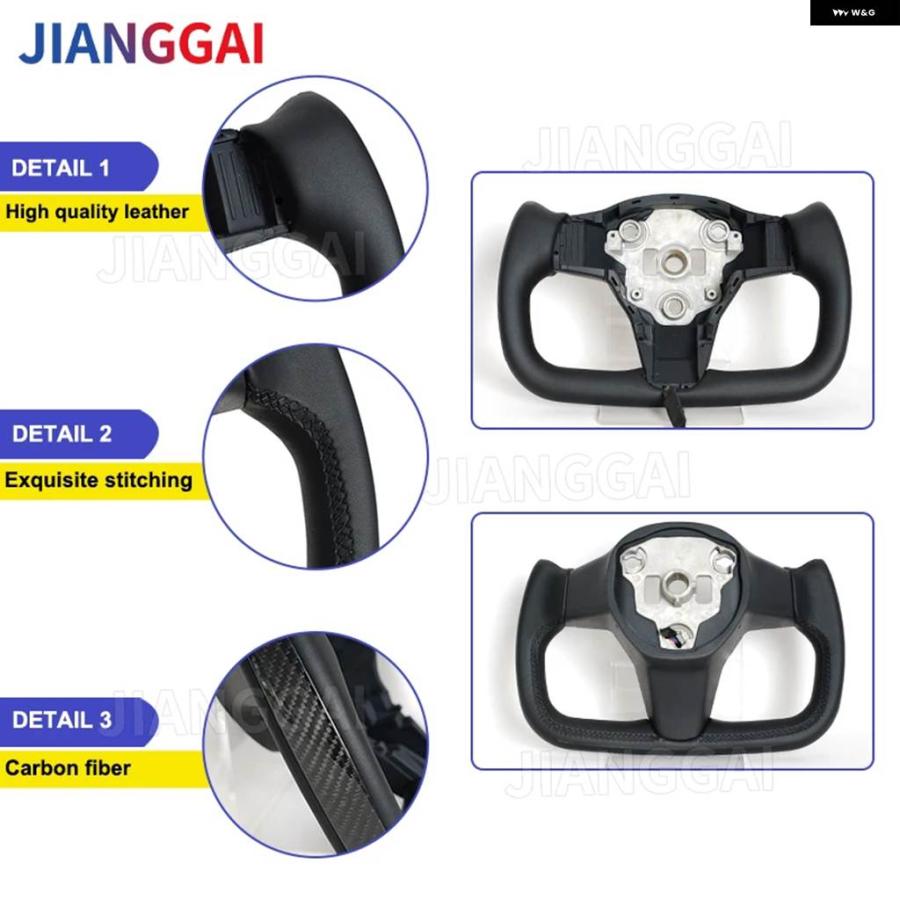 並行輸入品 ヨーク ステアリングホイール テスラ モデル3 モデルY 2017-2023 ヒーター機能 レーシング ステアリングホイール カーの画像