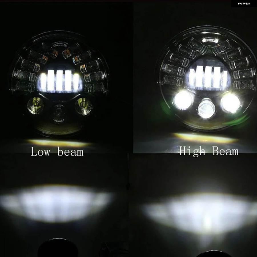 並行輸入品 7インチ LED ヘッドライト DRL 12V DOT/ECE LED ハイ/ロービーム アダプティブ ヘッドライト オートバイの画像