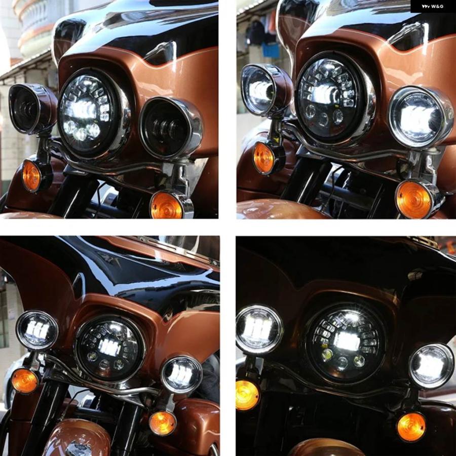 並行輸入品 7インチ LED ヘッドライト DRL 12V DOT/ECE LED ハイ/ロービーム アダプティブ ヘッドライト オートバイの画像