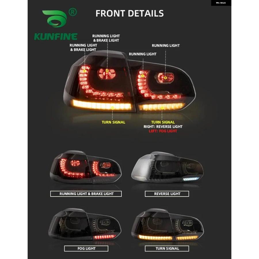 並行輸入品 車用 テールライト アセンブリ VW GOLF6 MK6 R20 2008-2013 ブレーキライト と 車用LED テールライトの画像