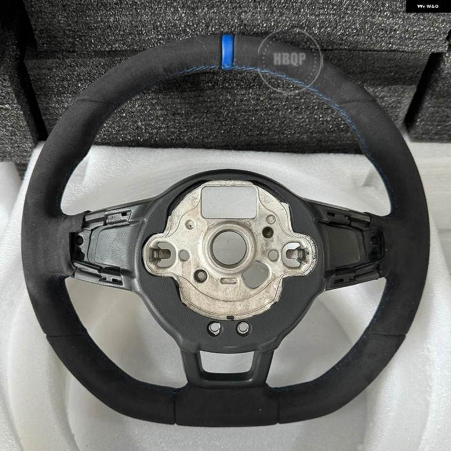 並行輸入品 ブルーステッチとアルカンターラをデザイン ステアリングホイール ゴルフ 7用 ステアリングホイール GTIの画像